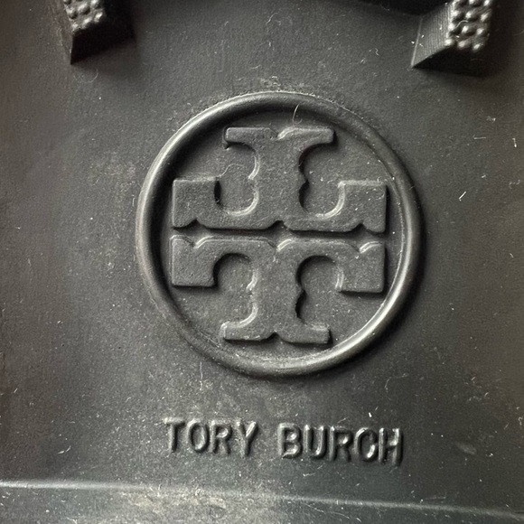 Tory Burch Black Tall Sarah Logo Rain Boots Gold Medallion Style 37568, Size 5 - Picture 10 of 11